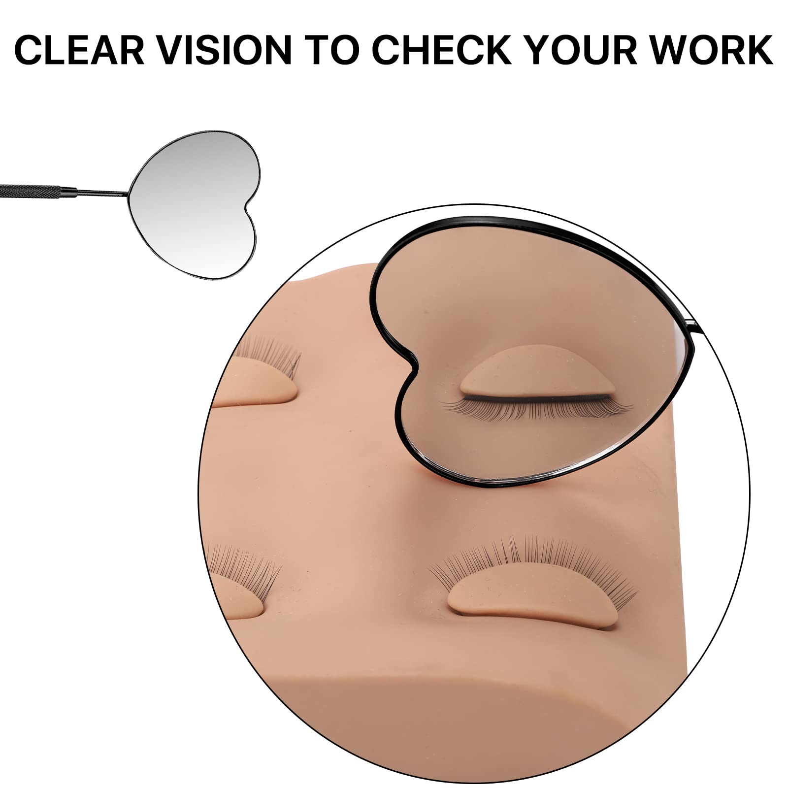 Miuffue Lovely Lash Mirror features a non-slip handle for comfortable use.