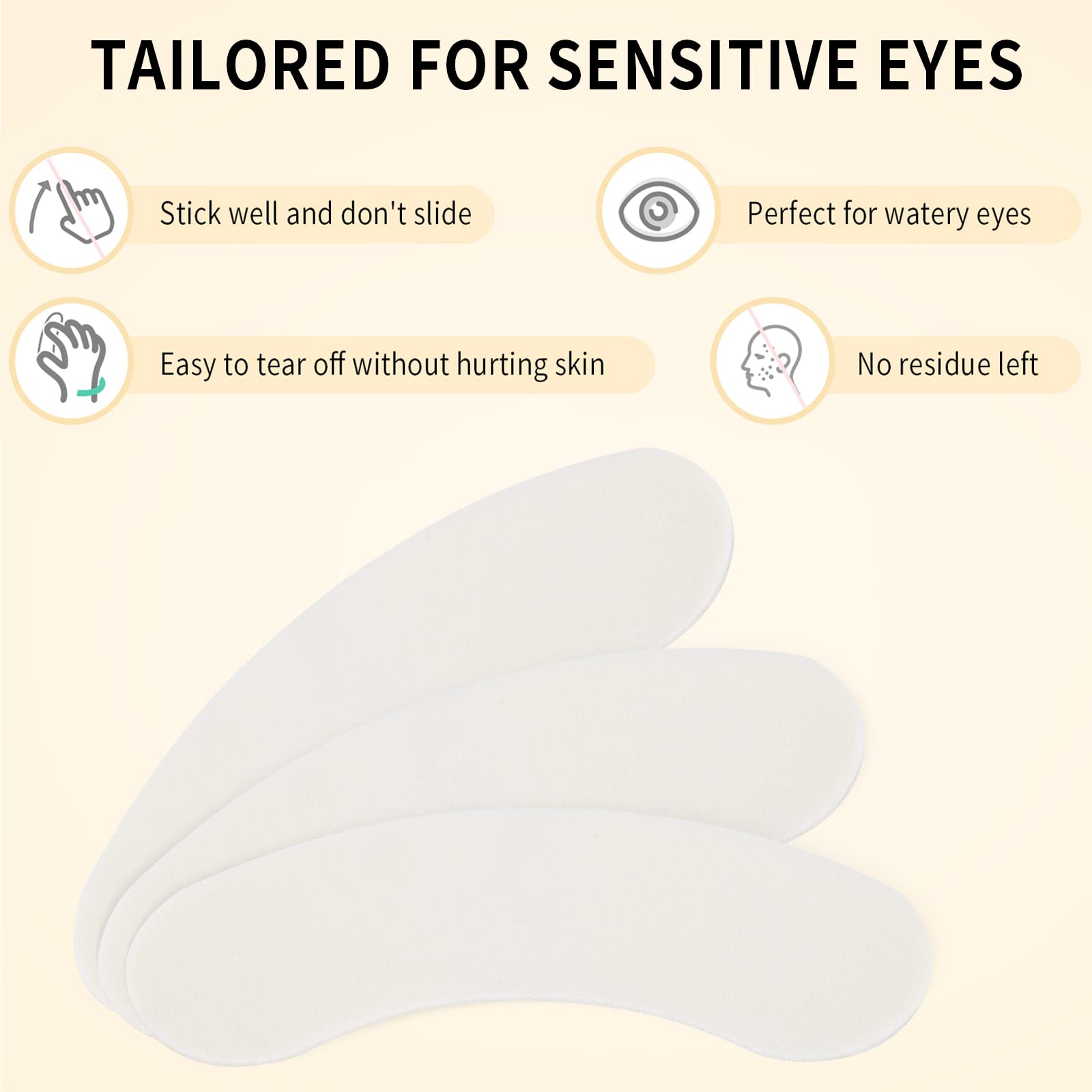 Miuffue sticky waterproof eye pads stay in place without tape.