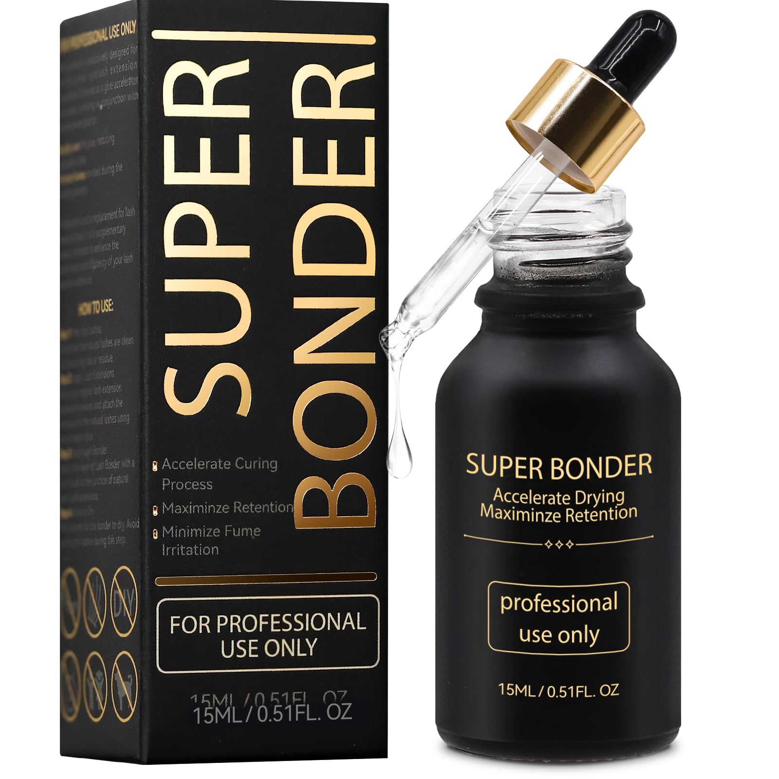 Miuffue waterproof lash bonder bottle pour demonstrates precise application for extended wear.