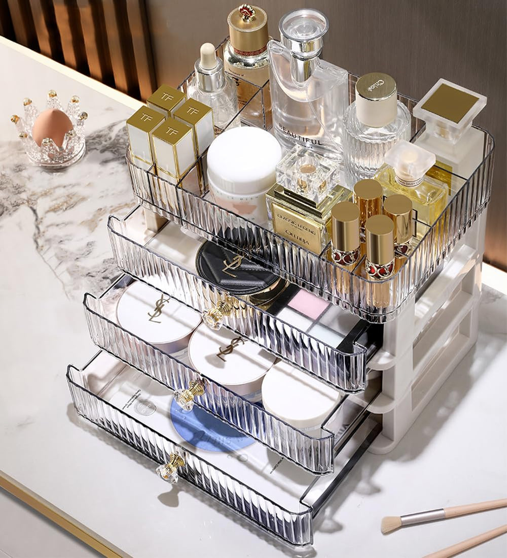 MIUOPUR makeup organizer with separable top tray offers flexible setup for growing makeup collections