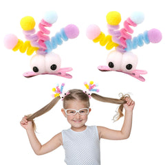 MIUPOO clip pom pom con ojos rosados para peinados divertidos.