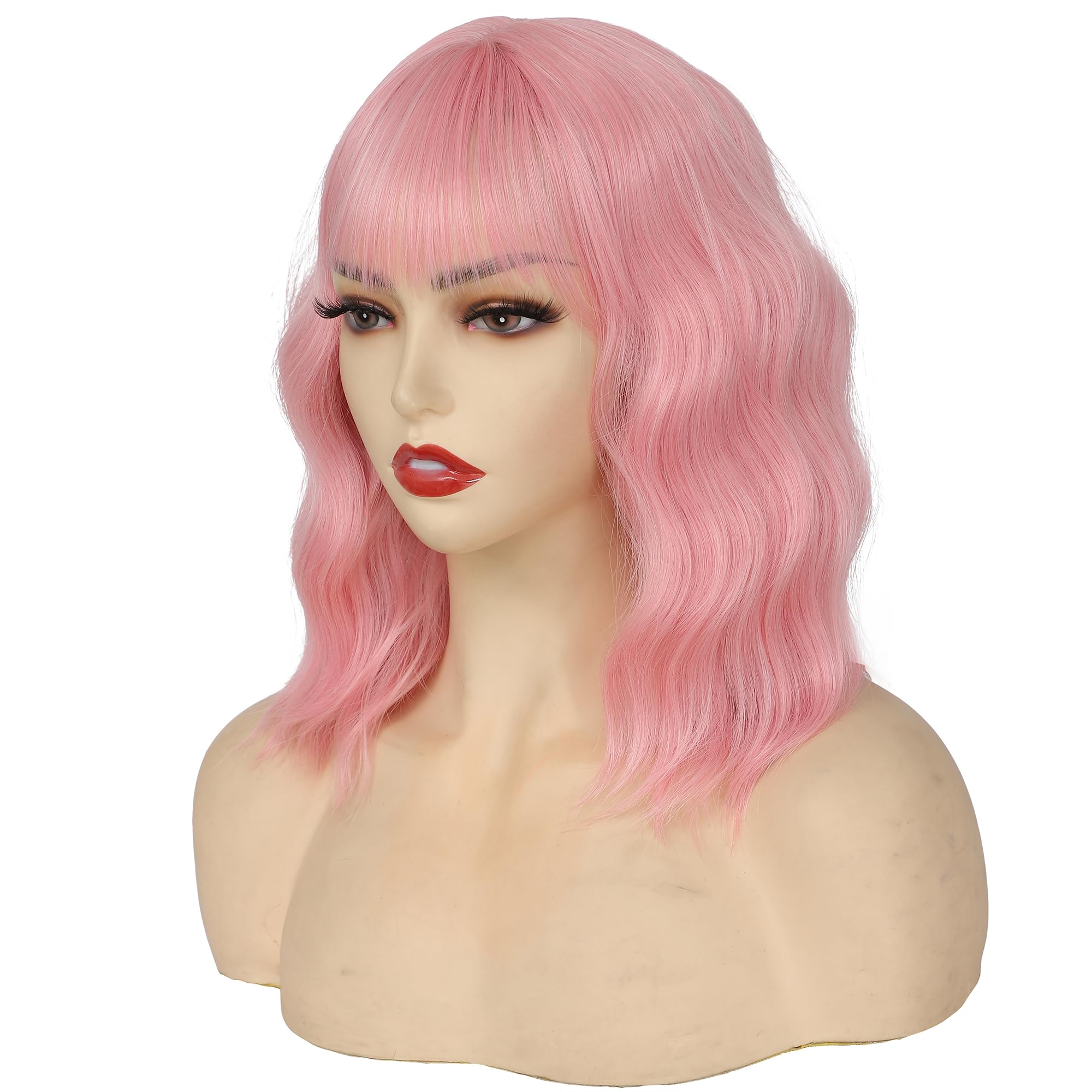 Miuric light pink wig is brush-friendly for easy styling with a wide-tooth comb.