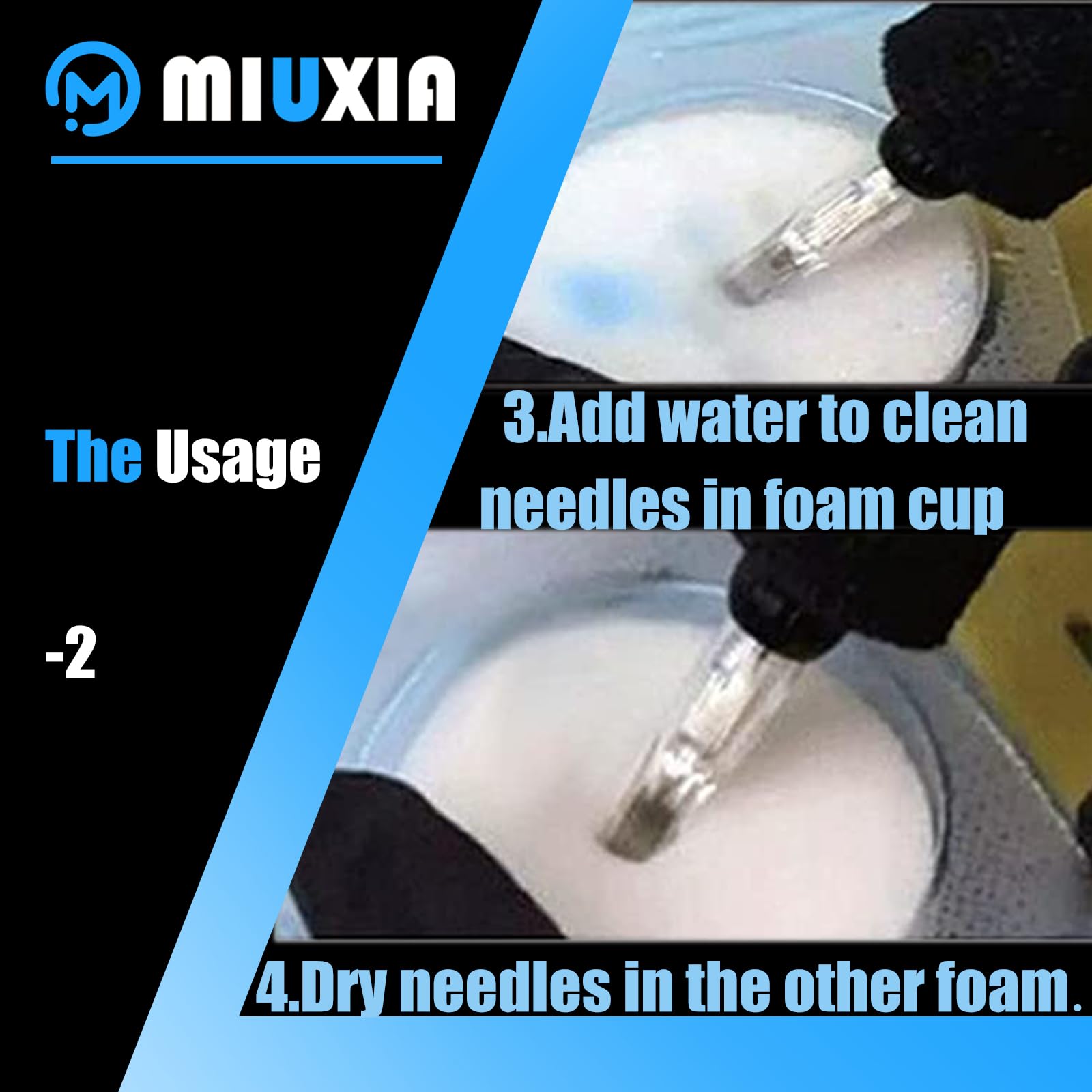 Miuxia Dip Foam facilita limpieza humedeciendo la espuma y enjuagando la aguja
