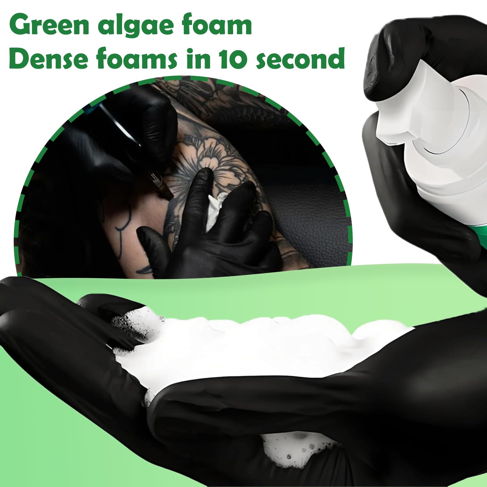 Miuxia Jabon Verde para tatuajes, limpieza profunda de piel e instrumentos.