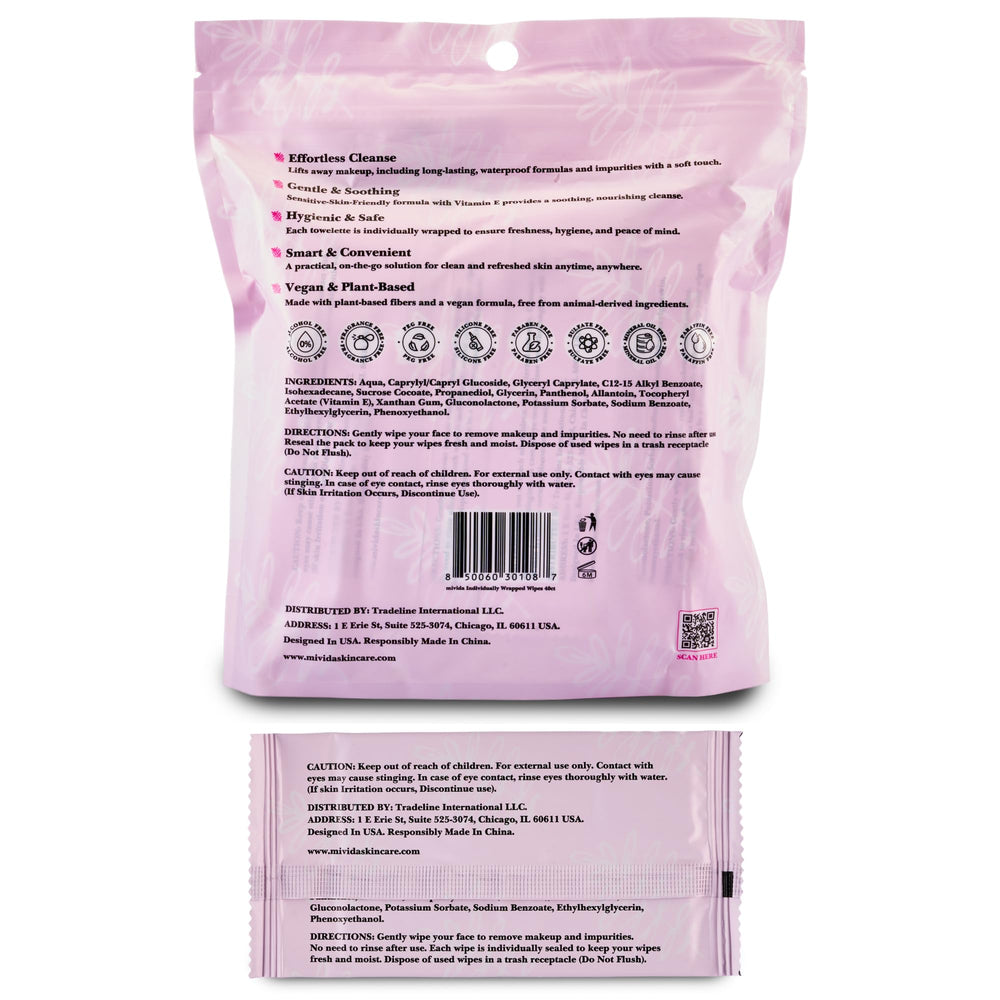 mivida compact wipes for on-the-go routines in any bag.