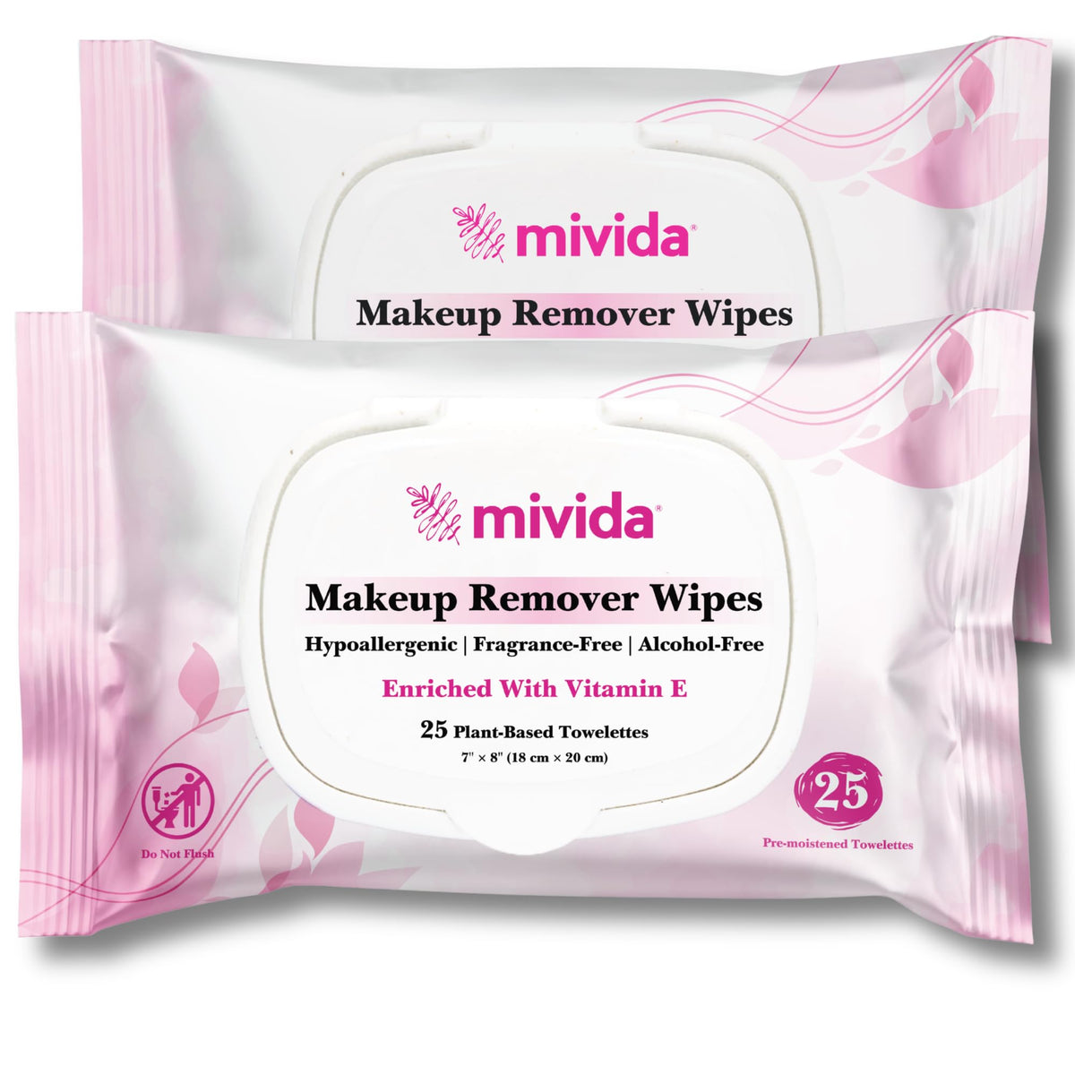 Mivida hypoallergenic wipes pack, gentle on sensitive skin.