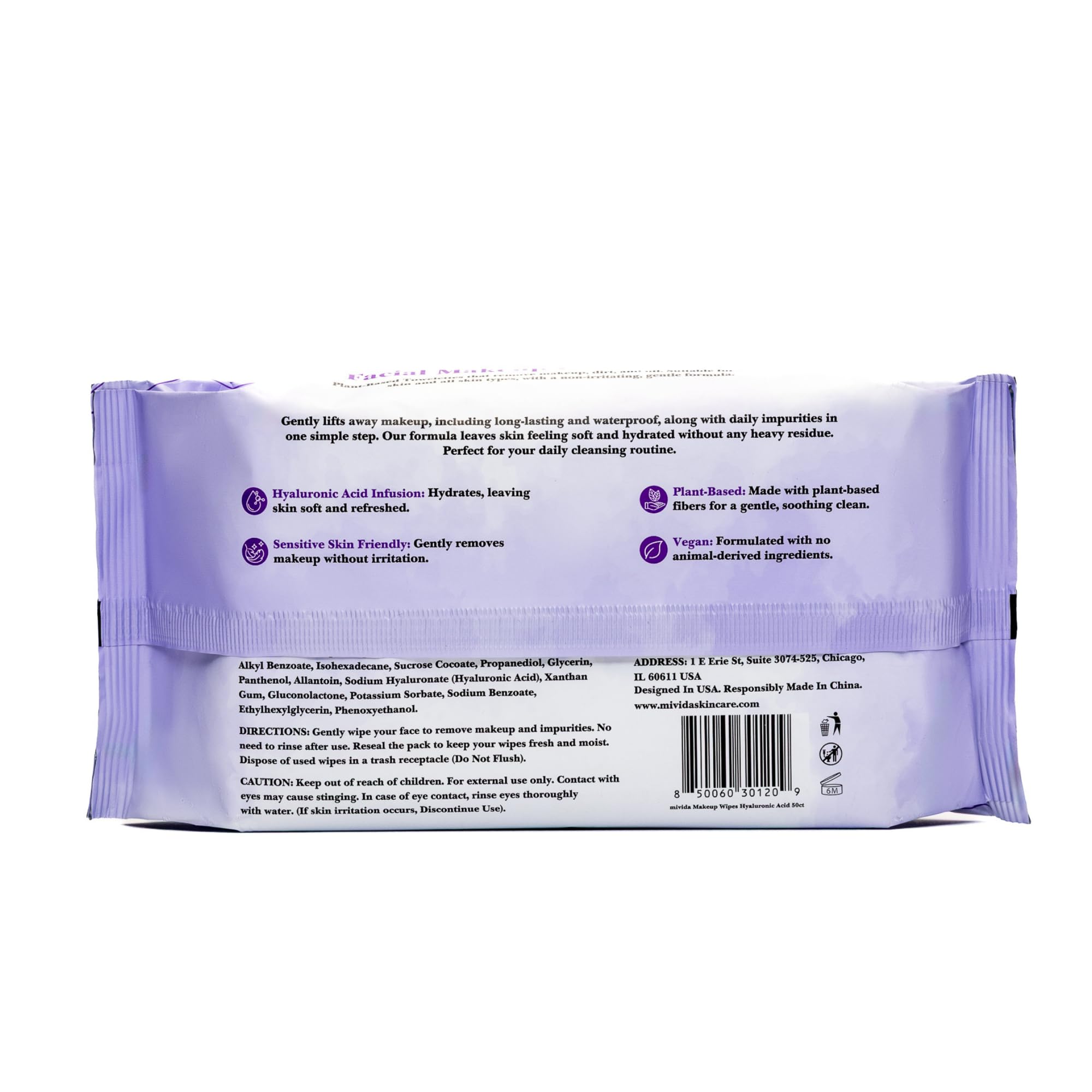 Toallitas de mivida para maquillaje resistente al agua, remoción sin fricción.