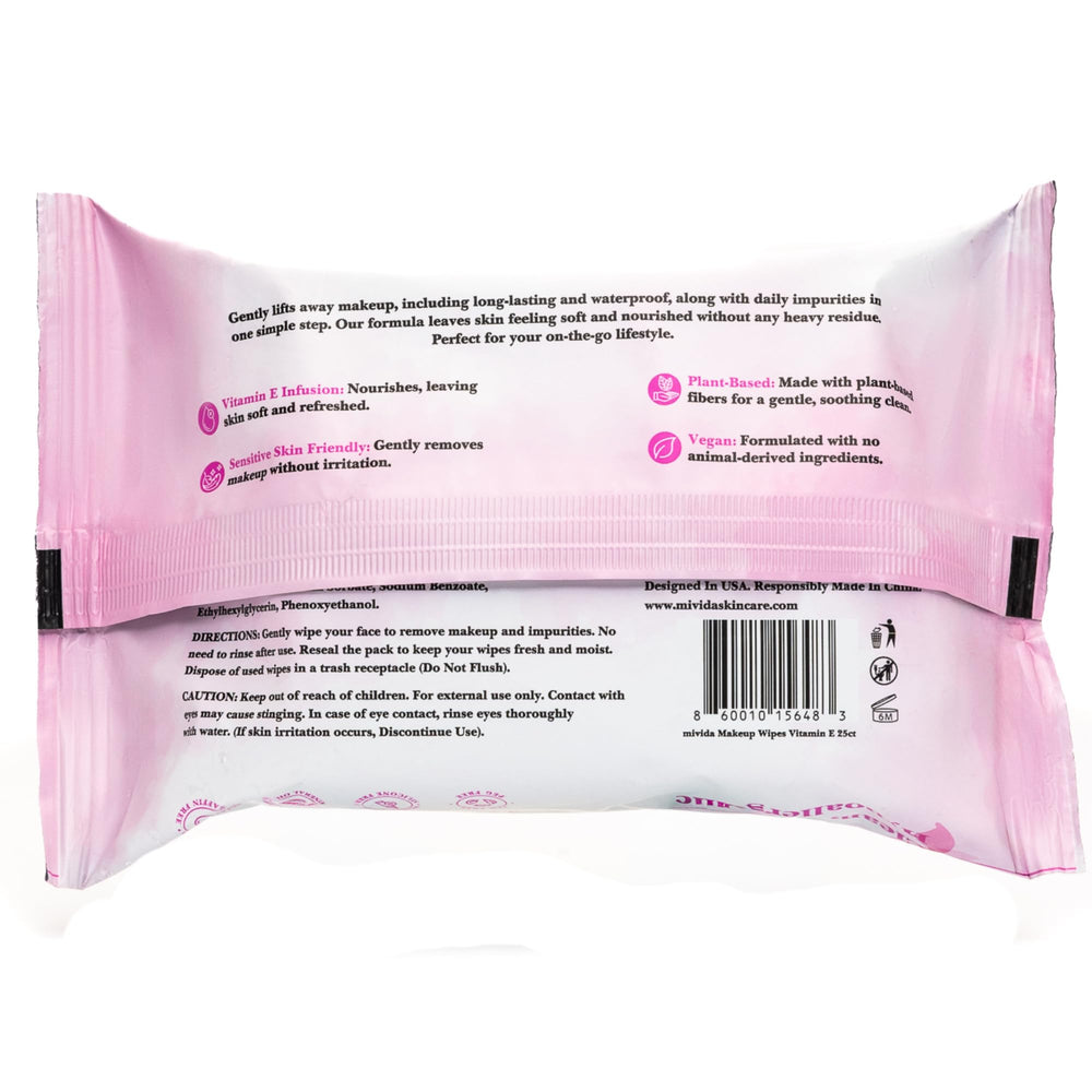 Mivida waterproof mascara removal with gentle wipe.