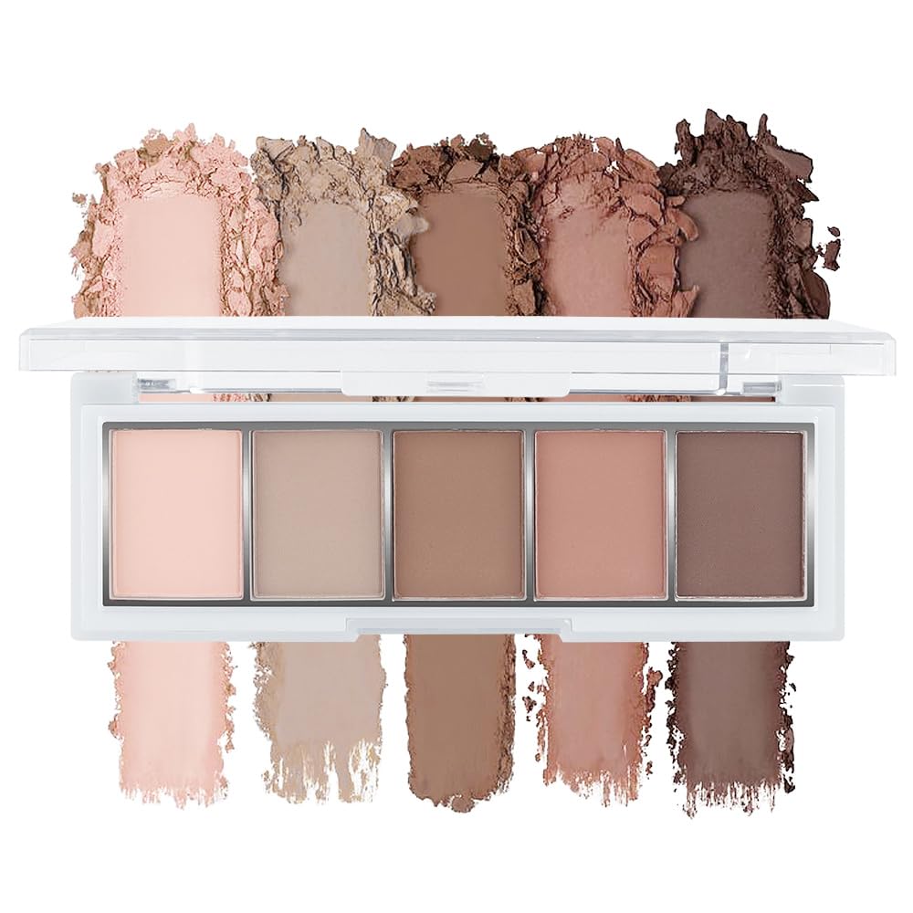 Mivota palette close-up shows velvety matte taupe shades for day looks.