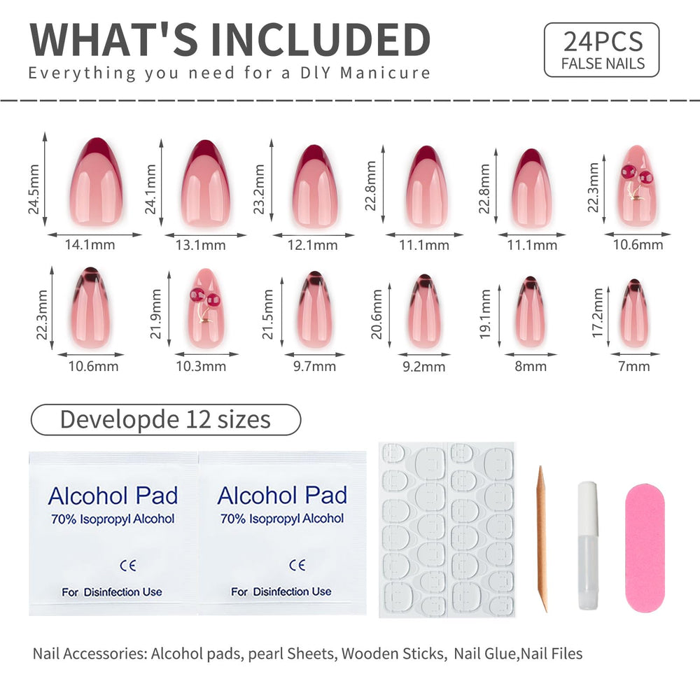Mivota 24-piece kit includes glue, tabs, file, and cuticle stick for at-home use