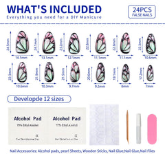 Mivota butterfly wing press-on nails almond shape for quick stylish manicure