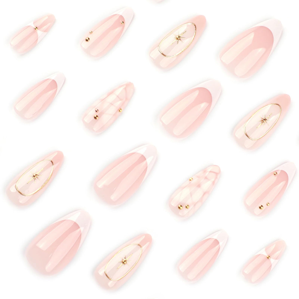 Uñas francesas Mivota con brillo gel acabado duradero y aspecto natural.