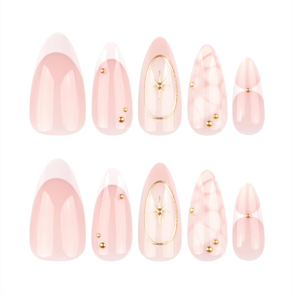 Uñas Mivota con líneas doradas tridimensionales para un estilo sofisticado en ocasiones.