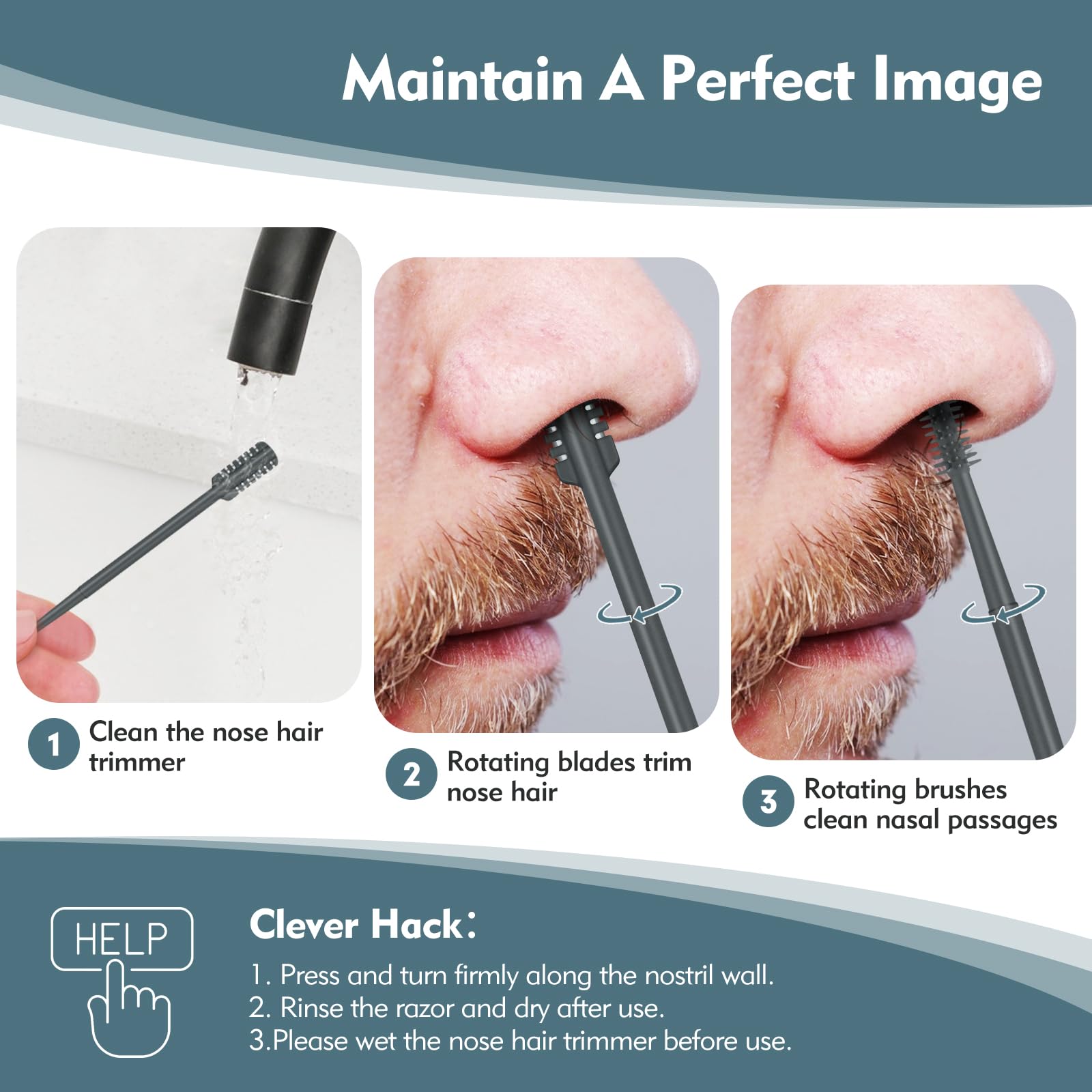 MIVZO enclosed comb teeth prevent skin contact for safer trimming