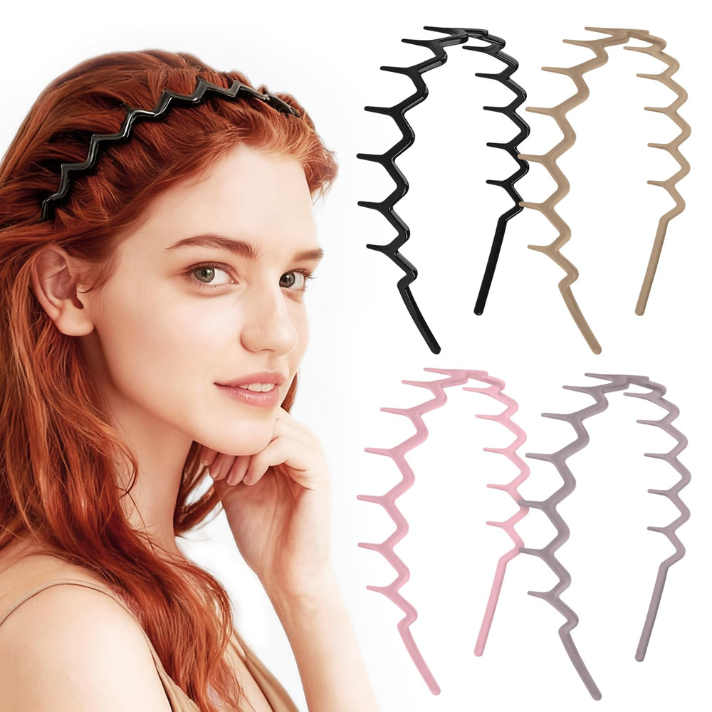 MIVZO Zig Zag Headbands 4pc set for versatile daily styling.