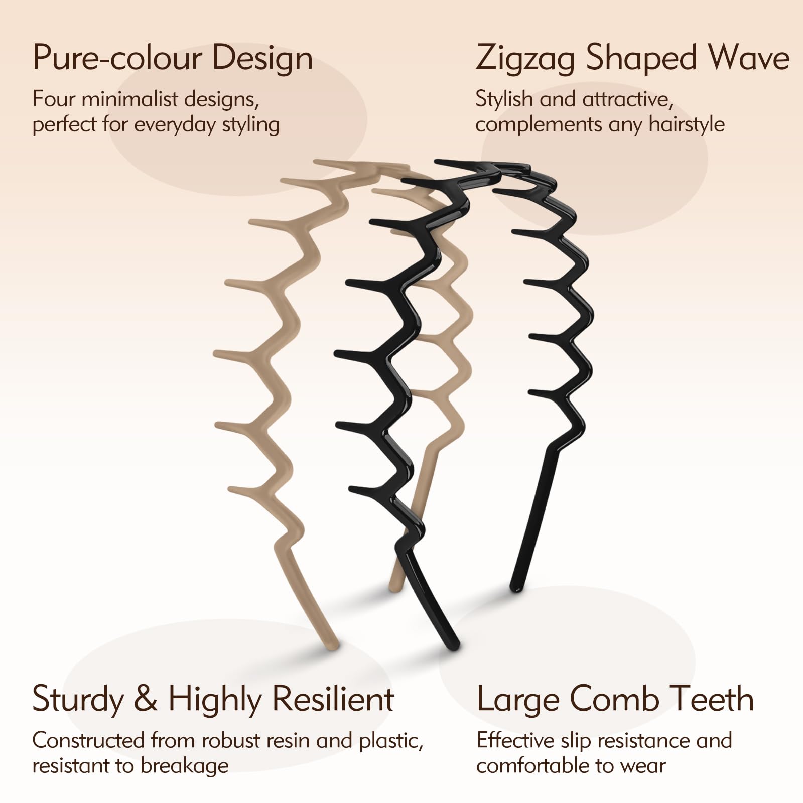 MIVZO Zig Zag Headbands in midnight black for a classic look.