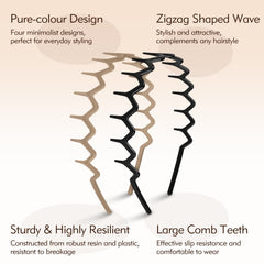 MIVZO Zig Zag Headbands in midnight black for a classic look.