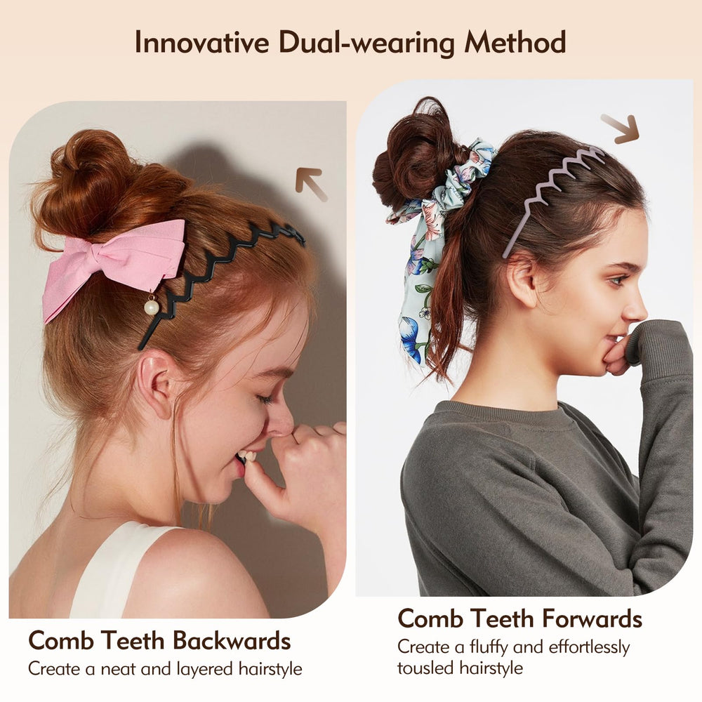 MIVZO Zig Zag Headbands in peach pink for soft daytime style.