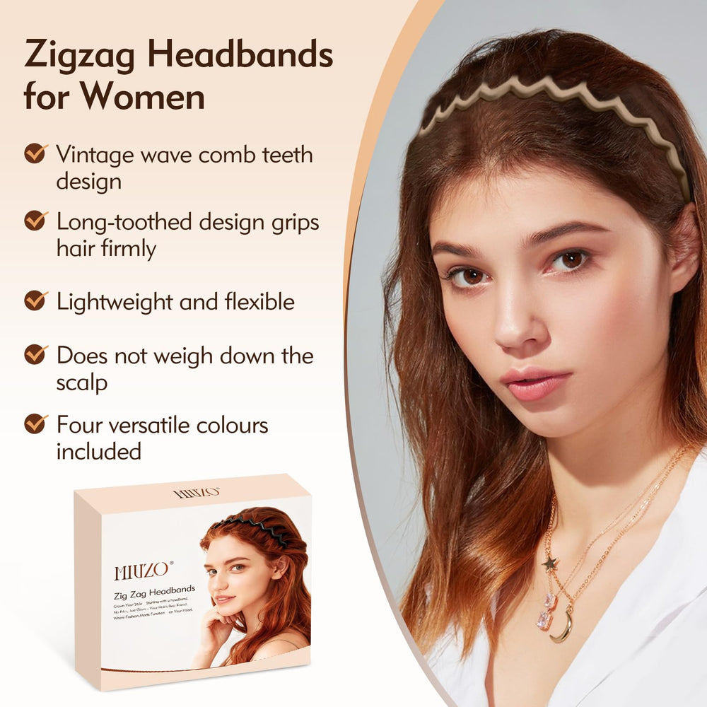MIVZO Zig Zag Headbands retro wavy design adds subtle texture.