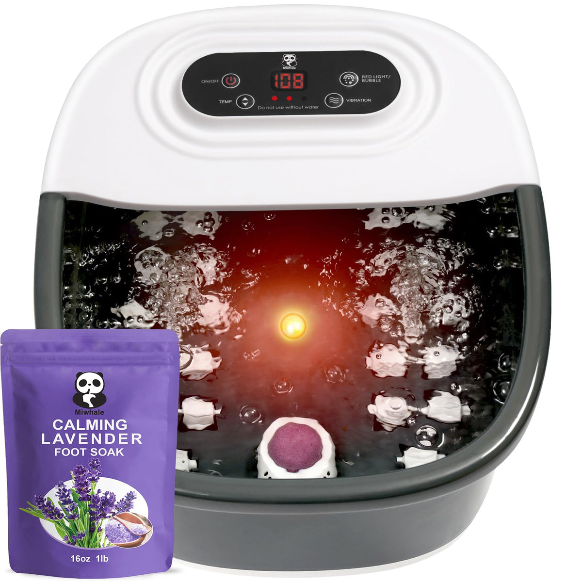Miwhale foot spa bath massager for home relaxation with heat and bubbles