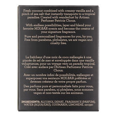 MIX:BAR Coconut Palm Hair & Body Mist bottle angle highlights airy texture and layering potential.