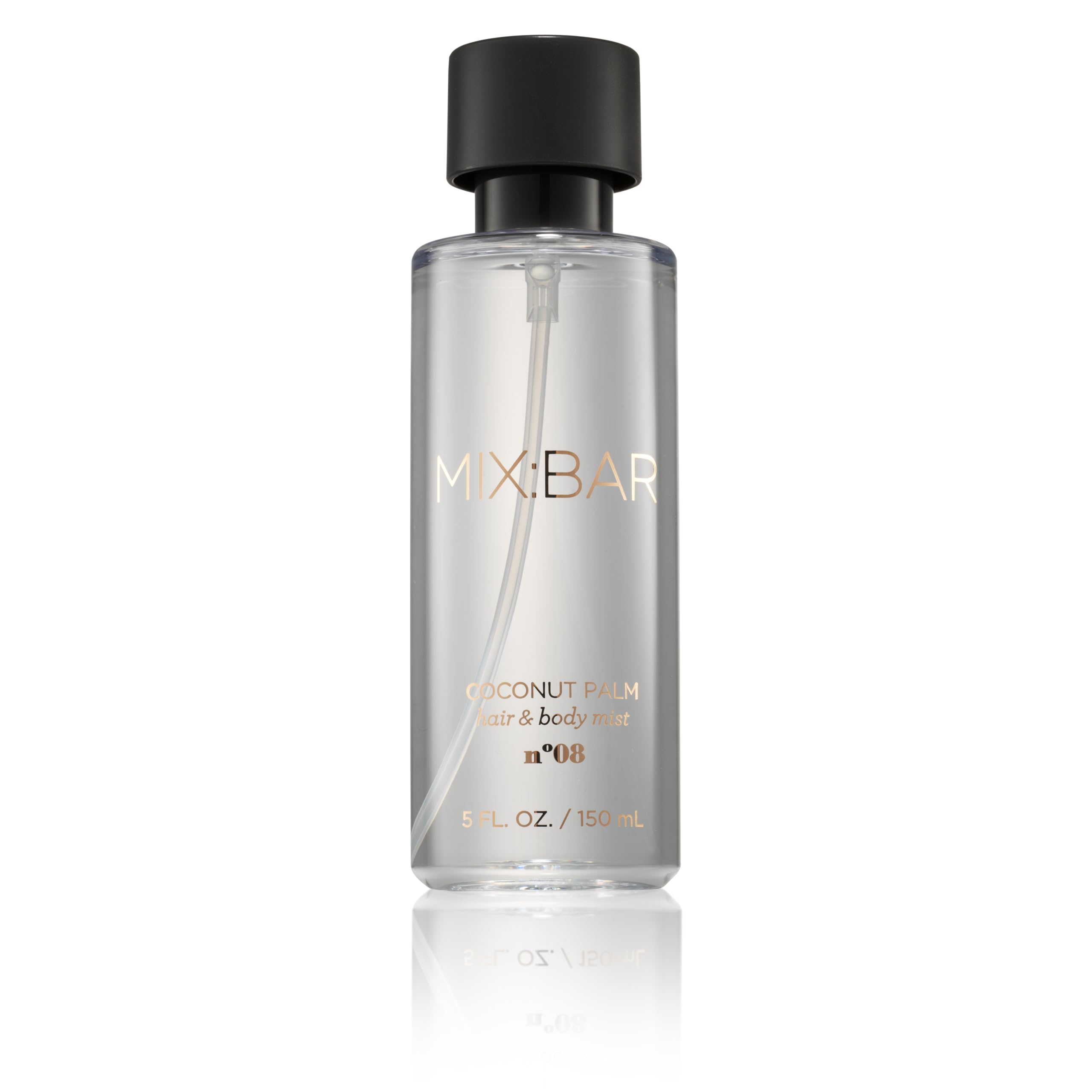 MIX:BAR Coconut Palm Hair & Body Mist bottle front shows tropical notes for everyday allure.