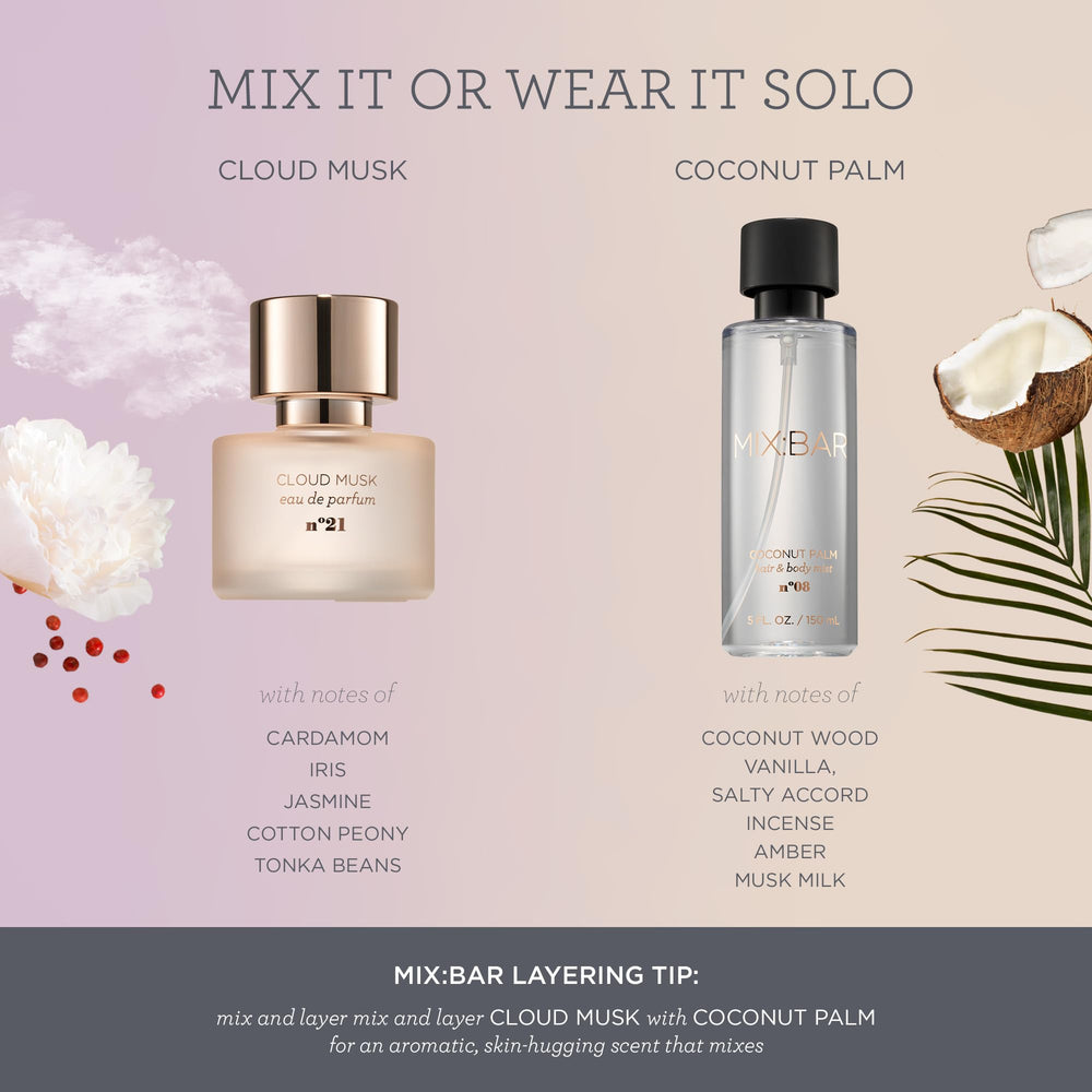 MIX:BAR Coconut Wood notes close-up emphasizes vanilla, salty accord and incense warmth.