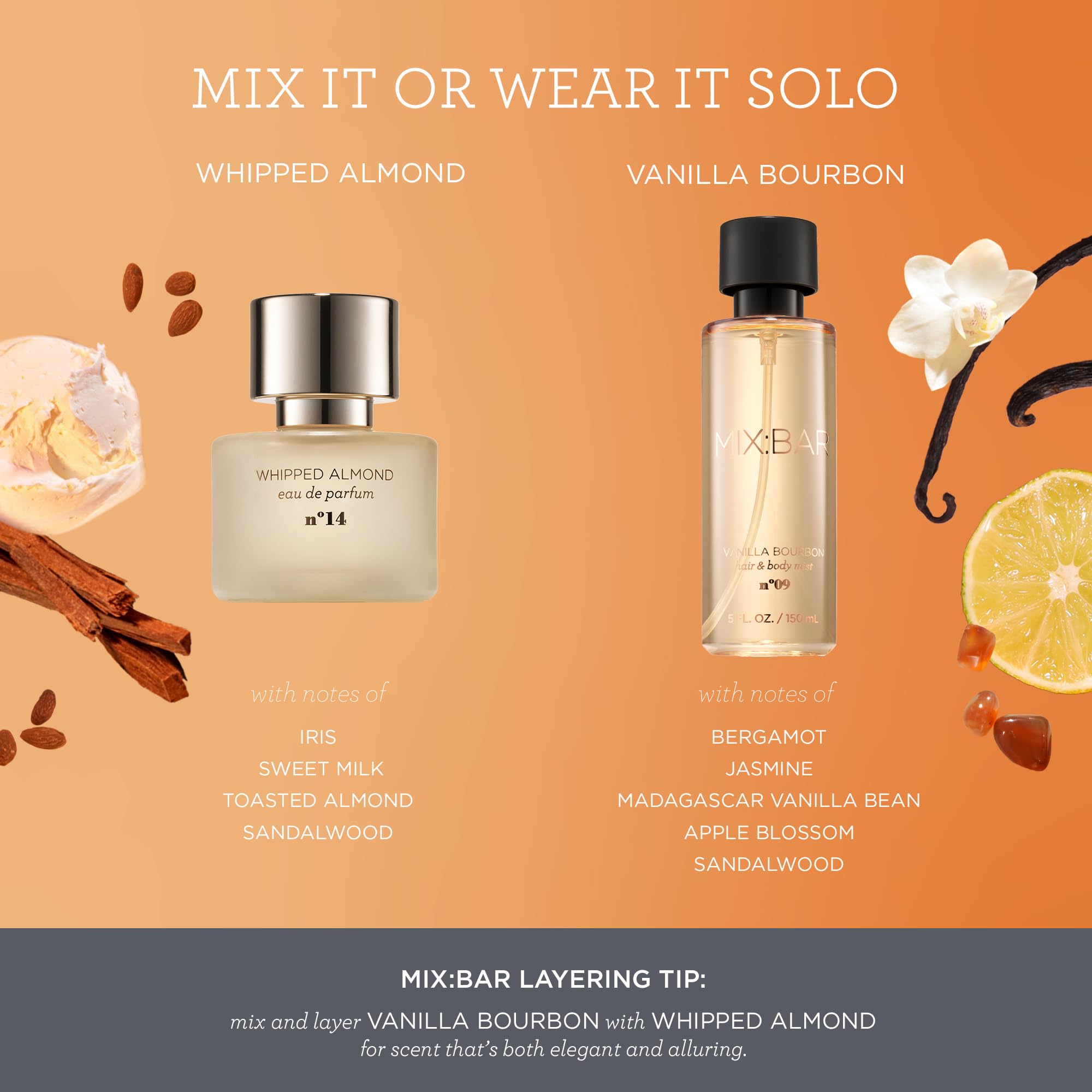 MIX:BAR Whipped Almond iris note visual signals elegant, modern femininity.