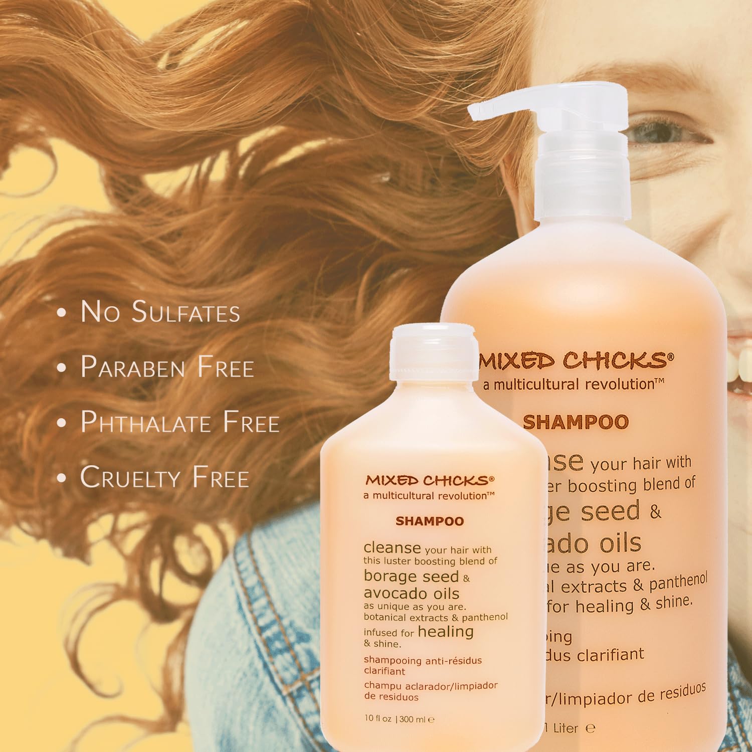 Mixed Chicks Champú Clarificante Suave, aminoácidos de seda para suavizar el cabello.