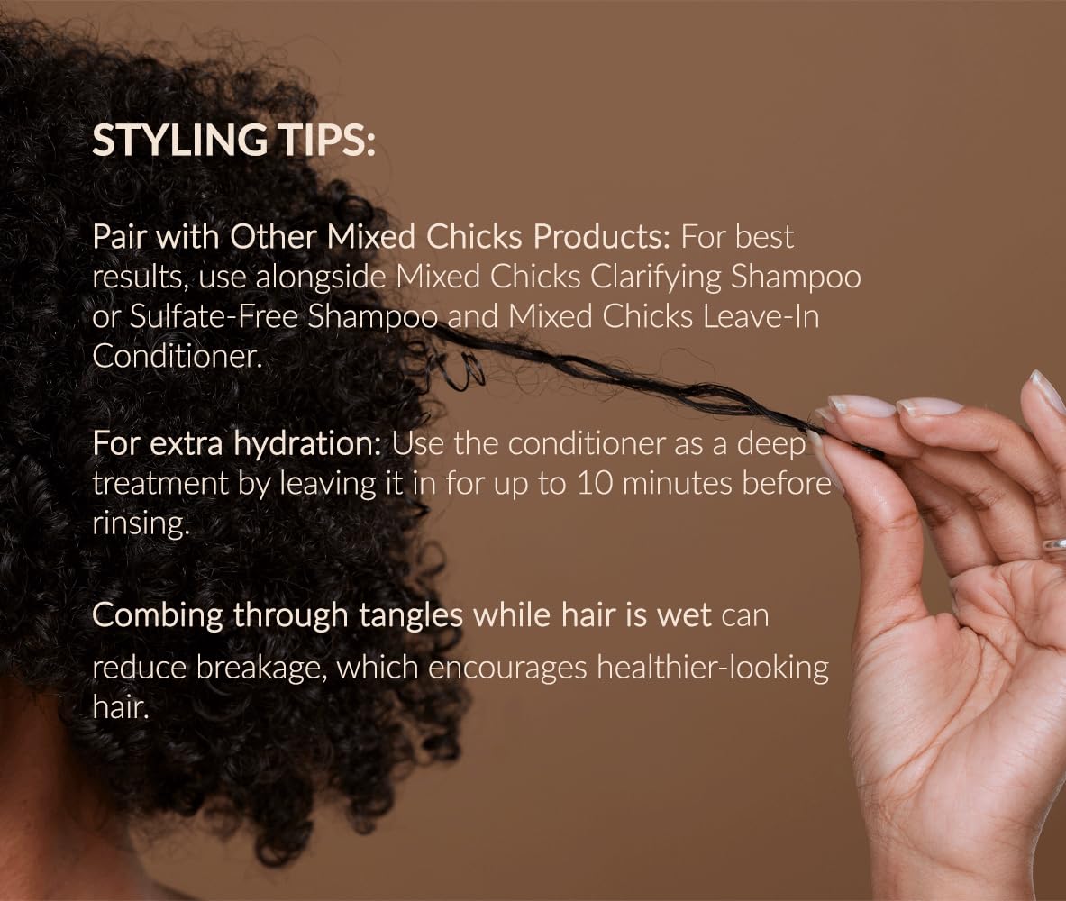 Mixed Chicks Detangling Deep Conditioner in bathroom setting for routine use.