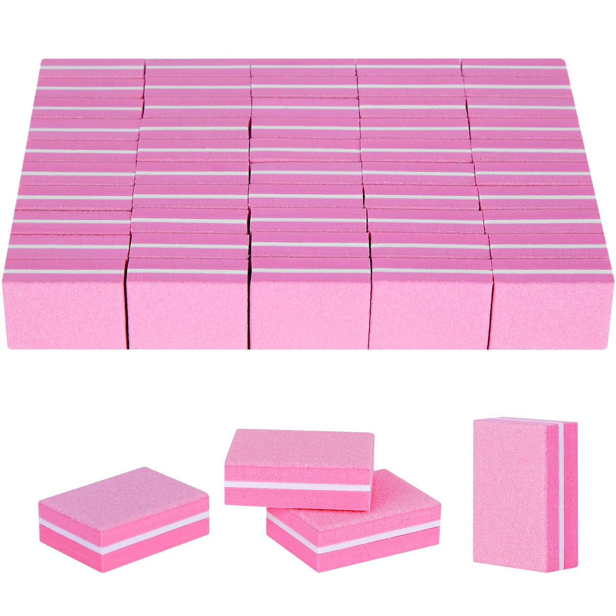 MixPeak pink 50pcs buffers with 100/180 grit for quick prep and even polish adhesion.