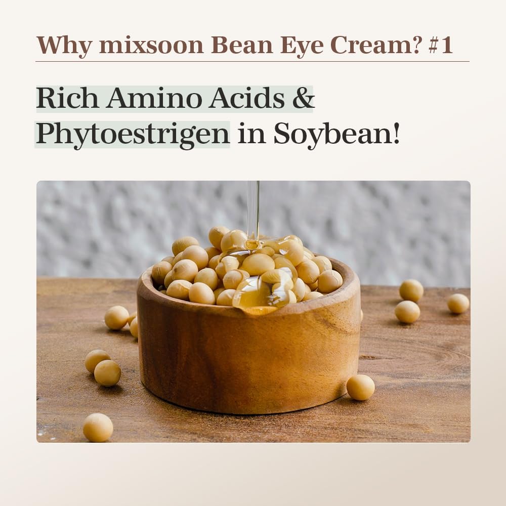 Mixsoon Bean Eye Cream, ingredientes fermentados que nutren la piel delicada alrededor de ojos.