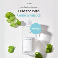 Mixsoon Centella Agua Limpiadora: textura suave para piel sensible durante la limpieza.