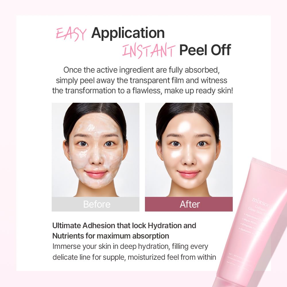 Mixsoon Collagen Glass Skin Mask, ajuste perfecto de contornos para acabado liso.