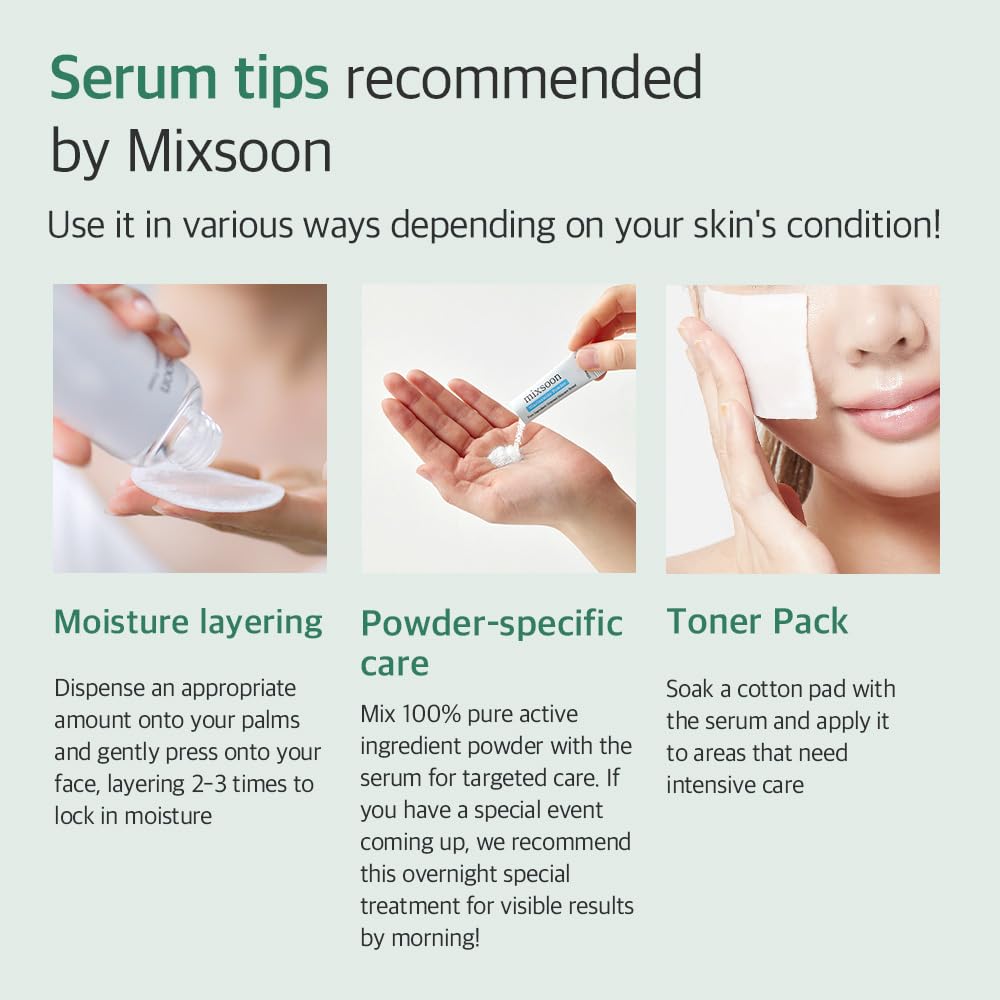 Envase de vidrio elegante de Mixsoon para cuidado facial.