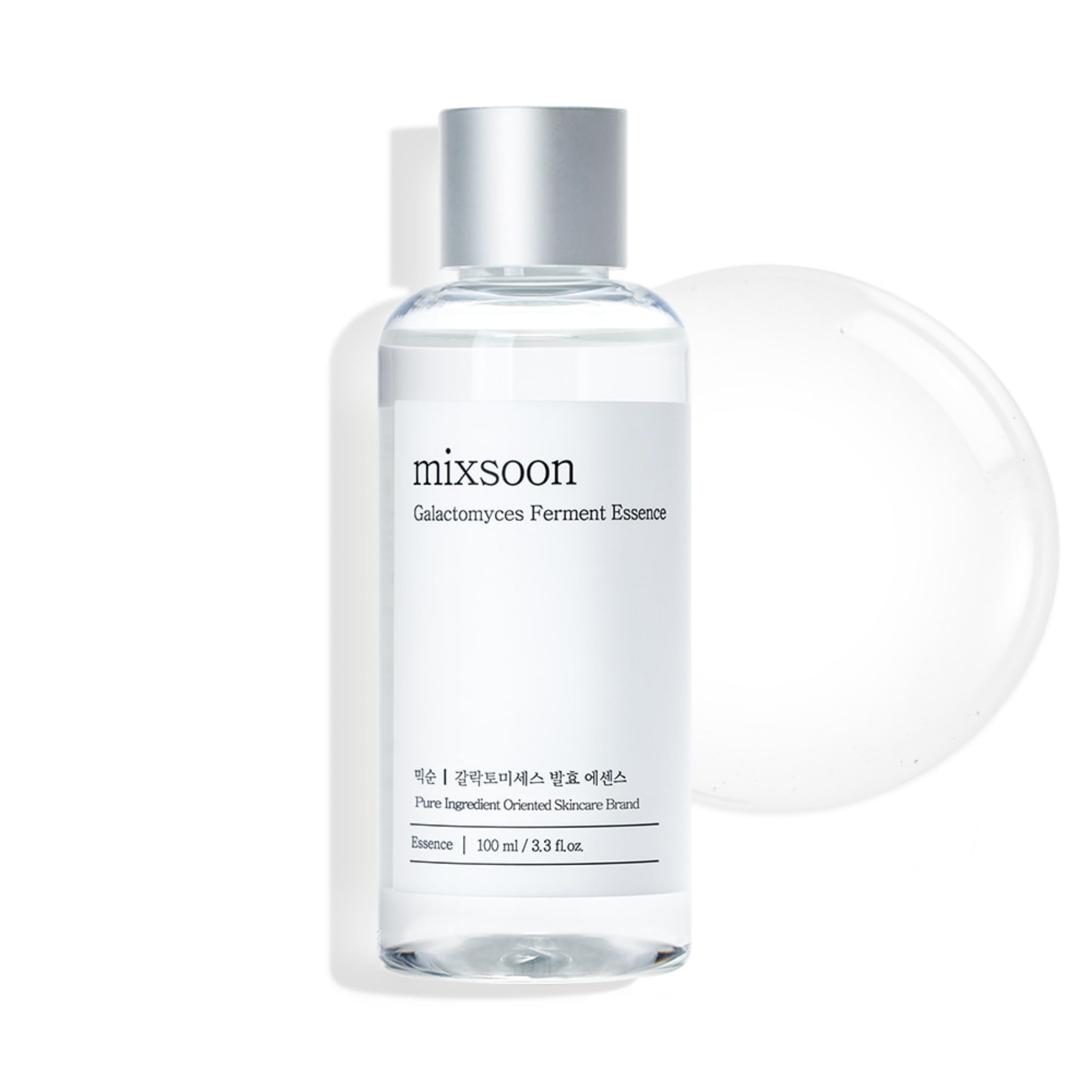 Mixsoon Galactomyces Ferment Essence en bote, hidratación suave para tono uniforme.