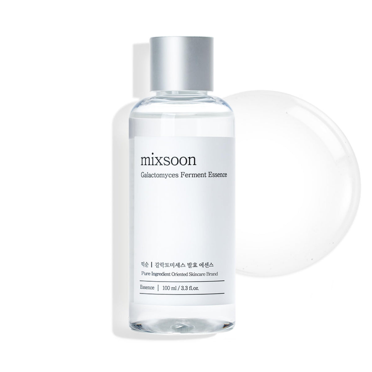 Mixsoon Galactomyces Ferment Essence en bote, hidratación suave para tono uniforme.