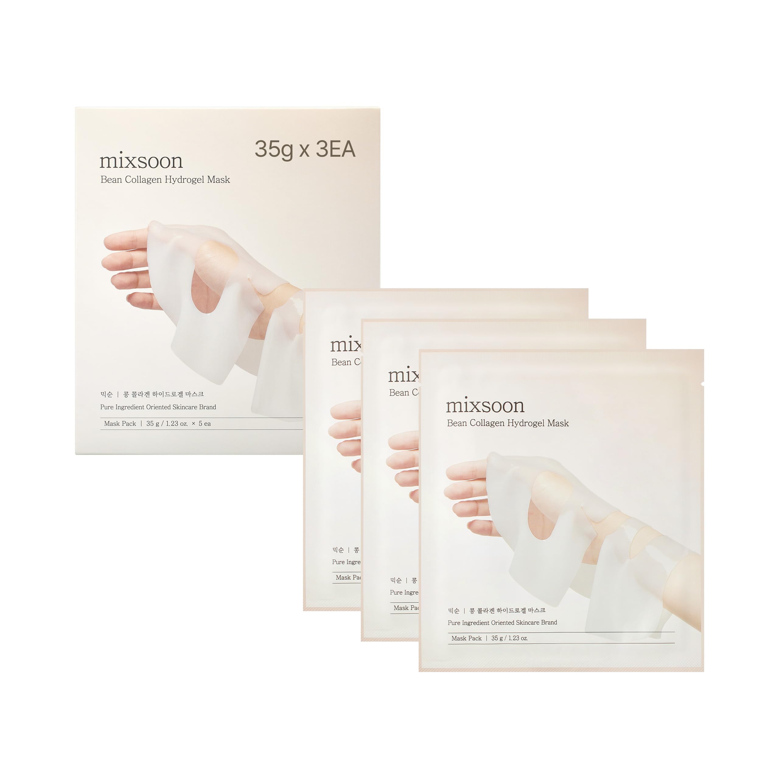 Mixsoon mascarilla hidrogel colageno de frijol para hidratacion intensa.