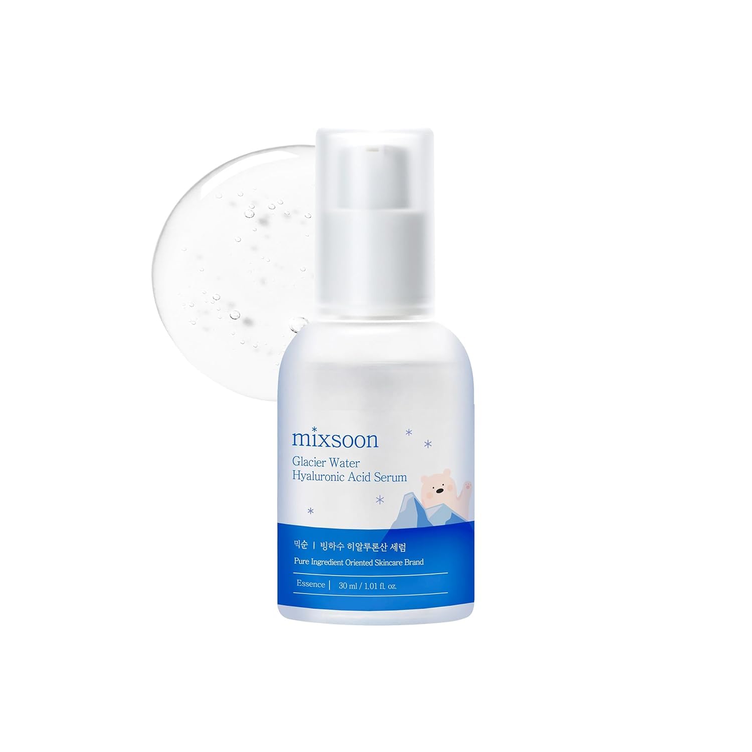 Mixsoon Glacier Water Serum en botella lista para hidratar profundamente.