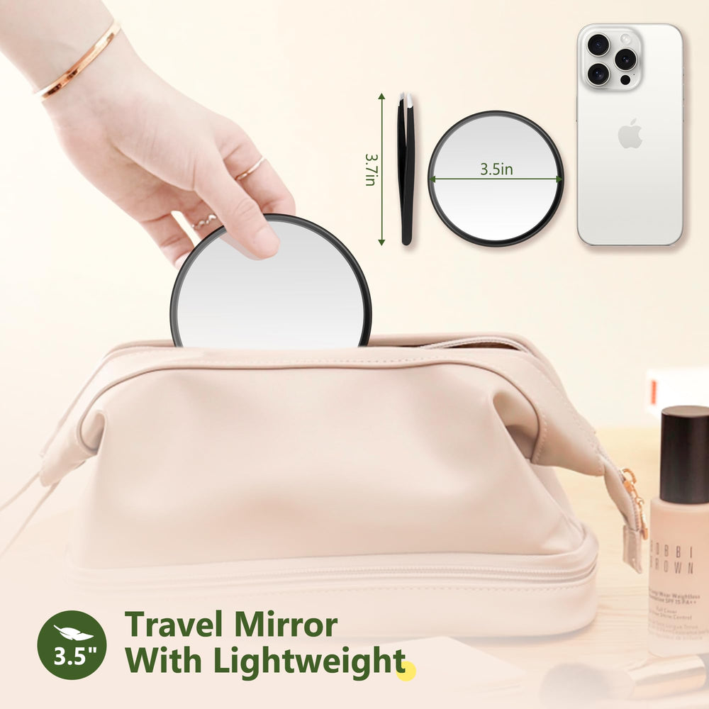 MIYADIVA black 3.5-inch magnifying mirror for focused makeup checks
