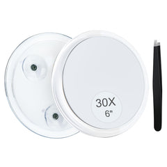 MIYADIVA 30X magnifying mirror with suction cups for precise makeup checks.