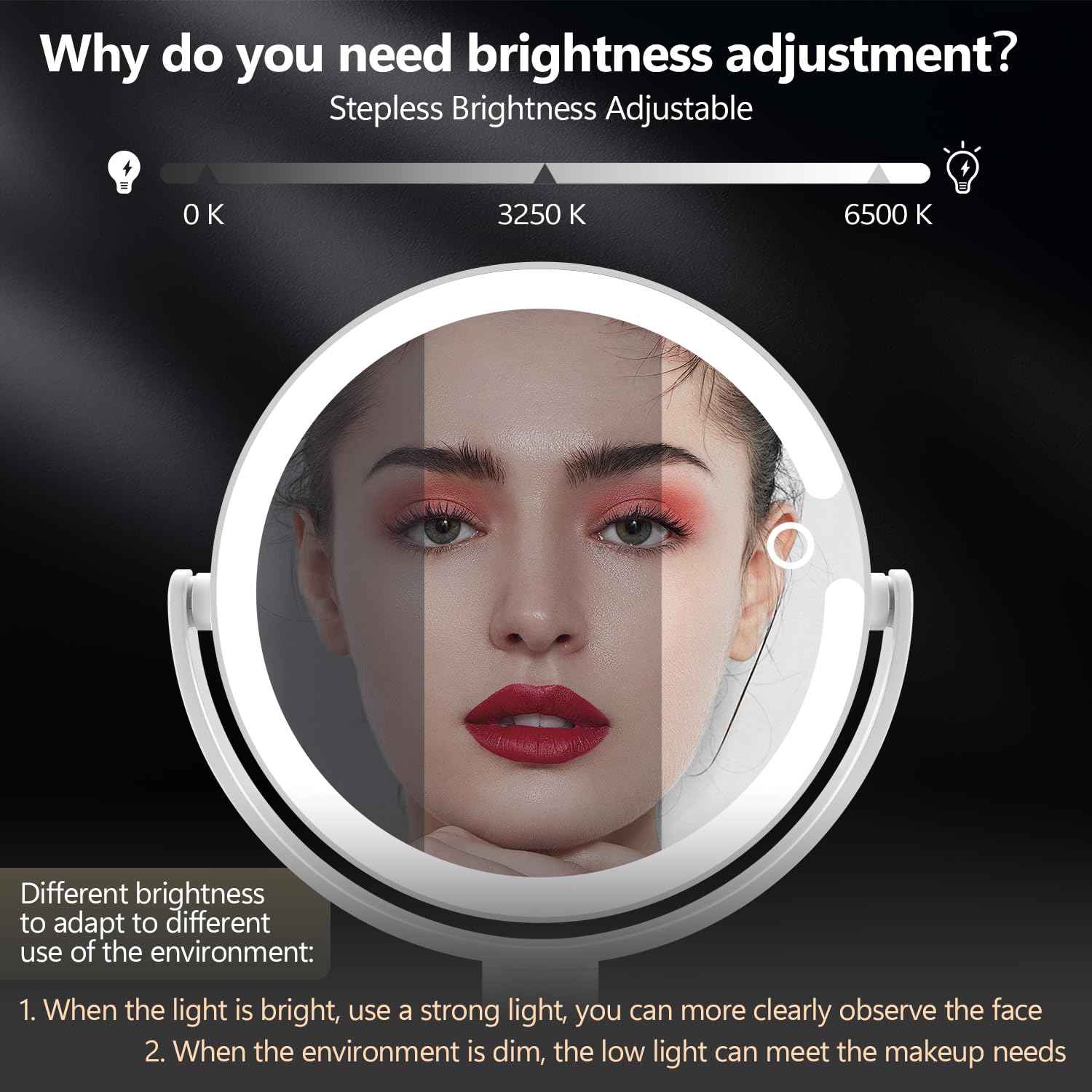 MIYADIVA 360-degree rotating mirror for quick switch between views.