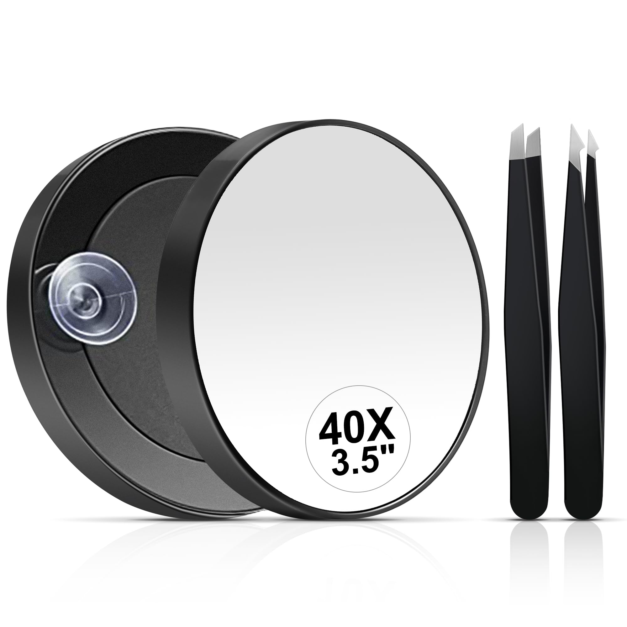 MIYADIVA 40x magnifying mirror for precise makeup inspection and blemish checks.