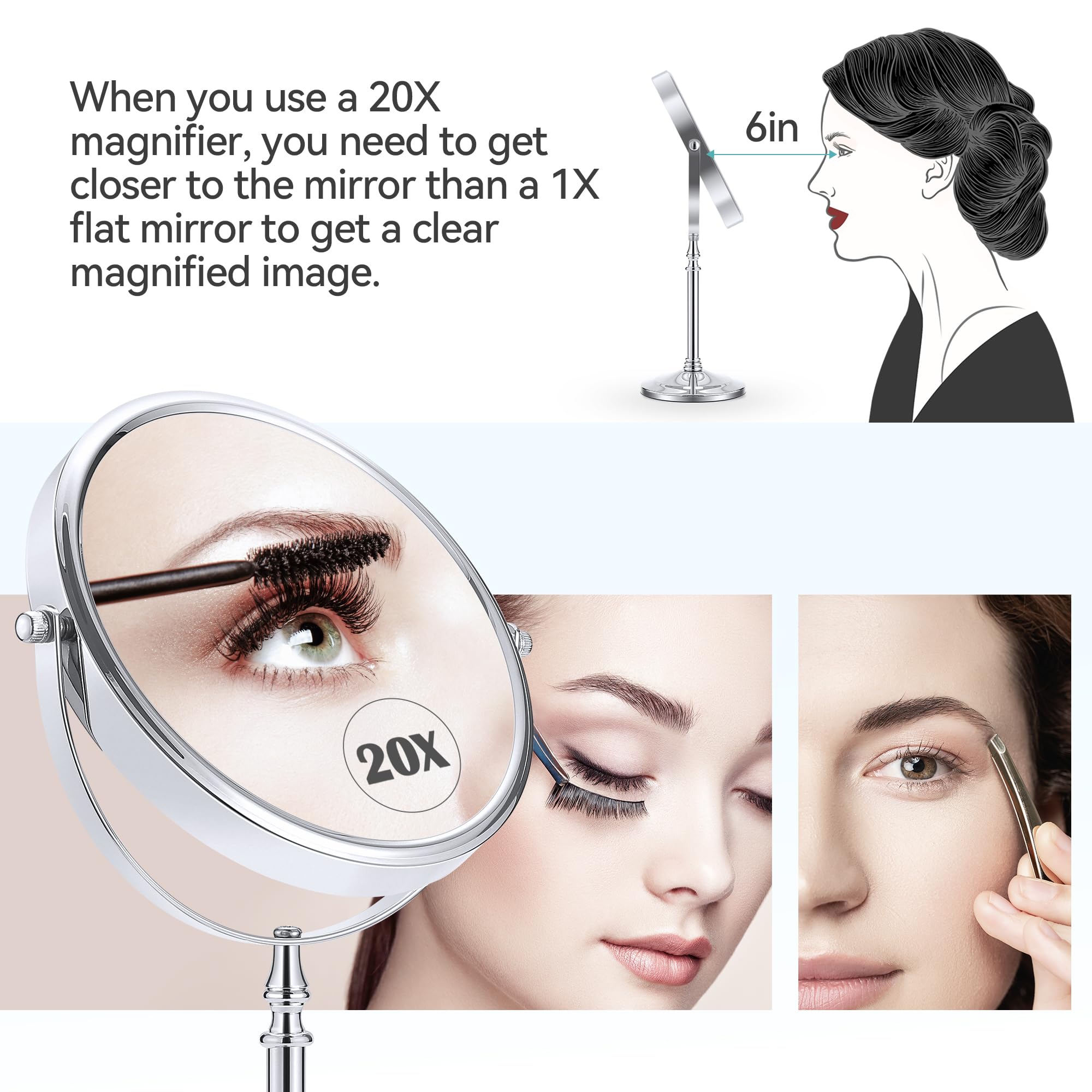 MIYADIVA 8-inch tabletop vanity mirror fits compact spaces.