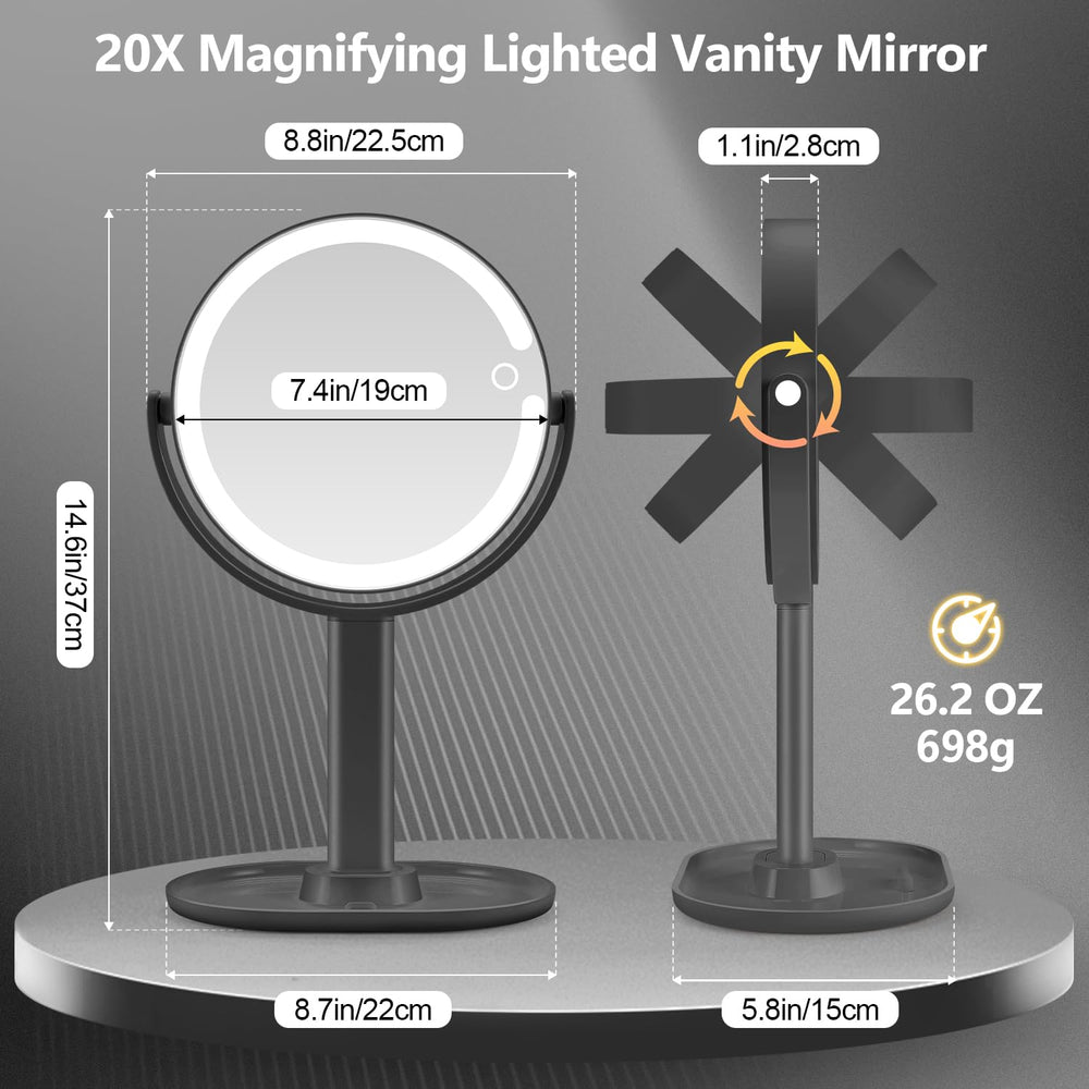 MIYADIVA mirror powered by a 2000 mAh battery for cordless use
