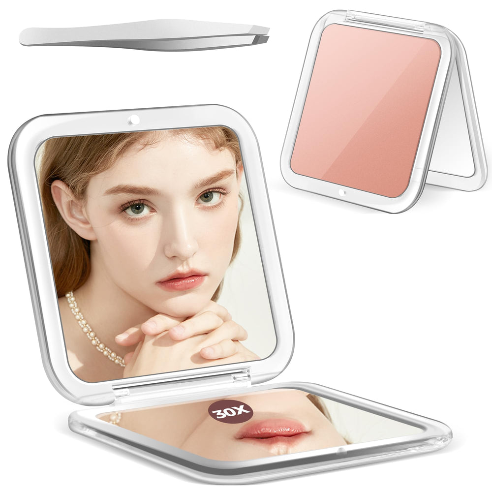 MIYADIVA compact mirror with 30x magnification for detailed focus.