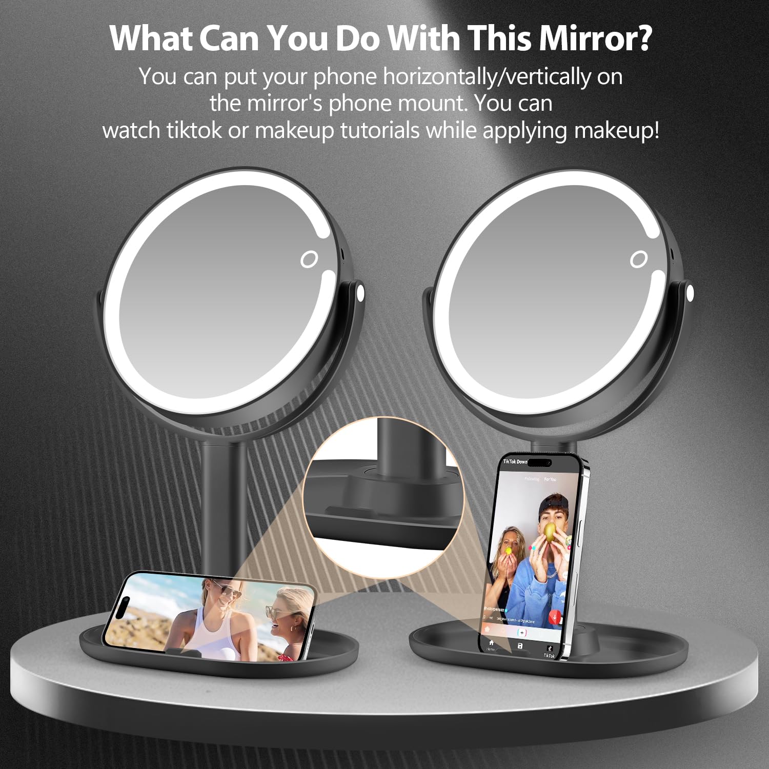 MIYADIVA compact black vanity mirror fits any space