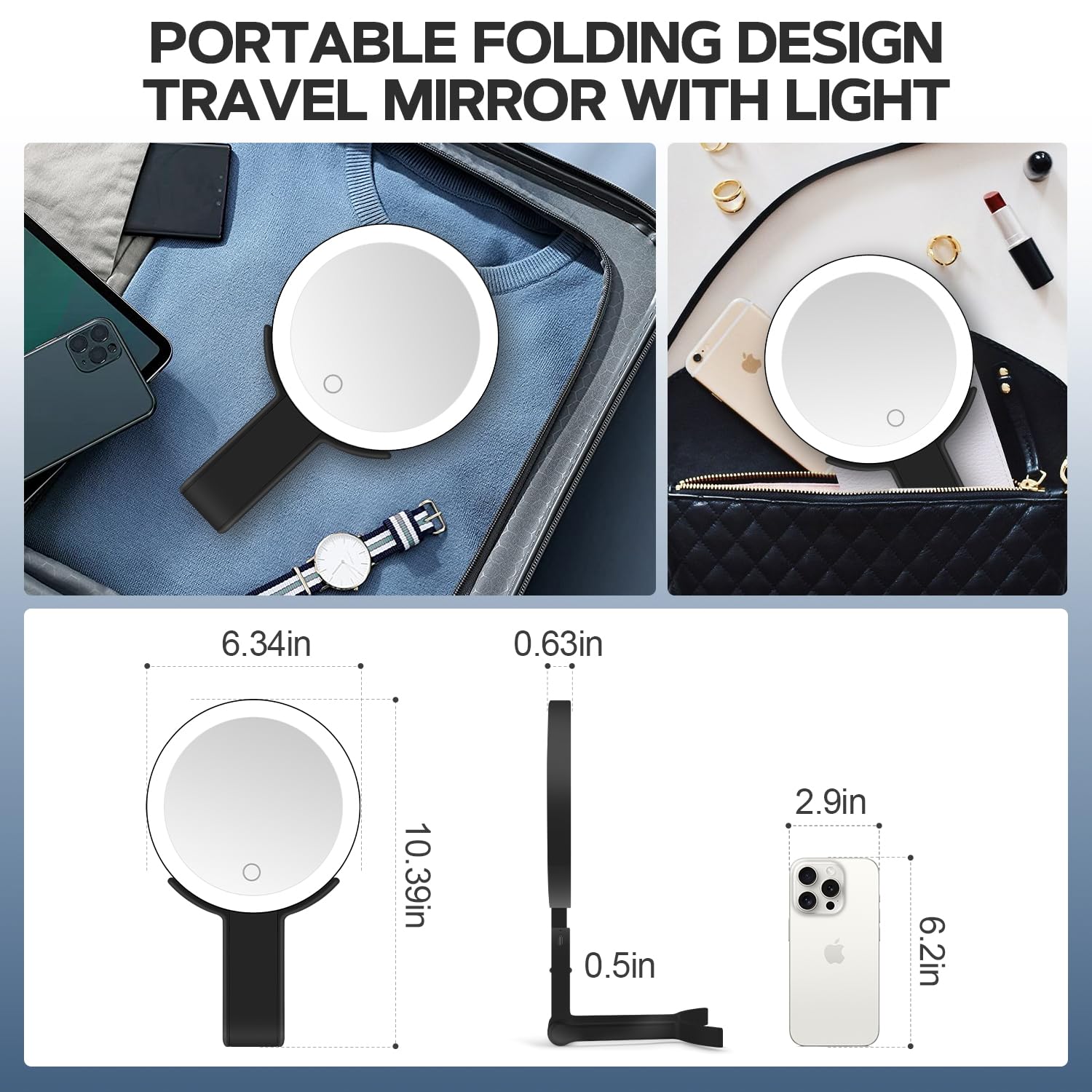 MIYADIVA black finish mirror adds sleek elegance to any vanity