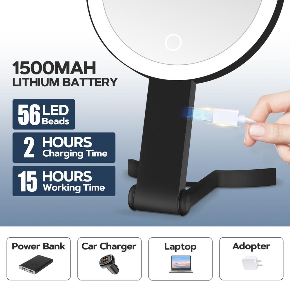MIYADIVA lighted makeup mirror handheld with handle for flexible makeup routines