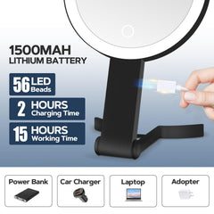 MIYADIVA lighted makeup mirror handheld with handle for flexible makeup routines